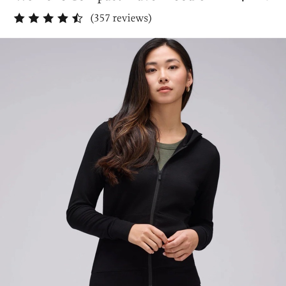 Unbound Merino Compact Travel Hoodie Black Small